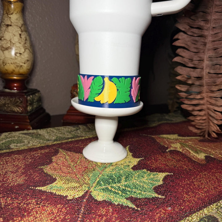 Tropical Tumbler Boot, banana leaves, banana, flowers, Unique Gift for Stanley and other tumblers, fits Farm Rio Painted Bananas
