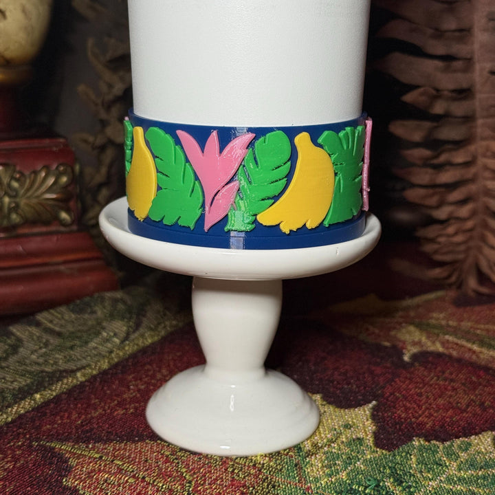 Tropical Tumbler Boot, banana leaves, banana, flowers, Unique Gift for Stanley and other tumblers, fits Farm Rio Painted Bananas