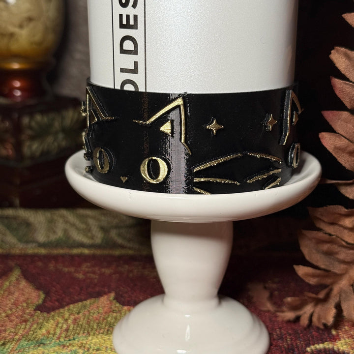 Whisker Cat Tumbler Boot, black with gold accents, Coldest Glowie Meow, Fit's Stanley and Coldest Tumblers, Protective Sleeve