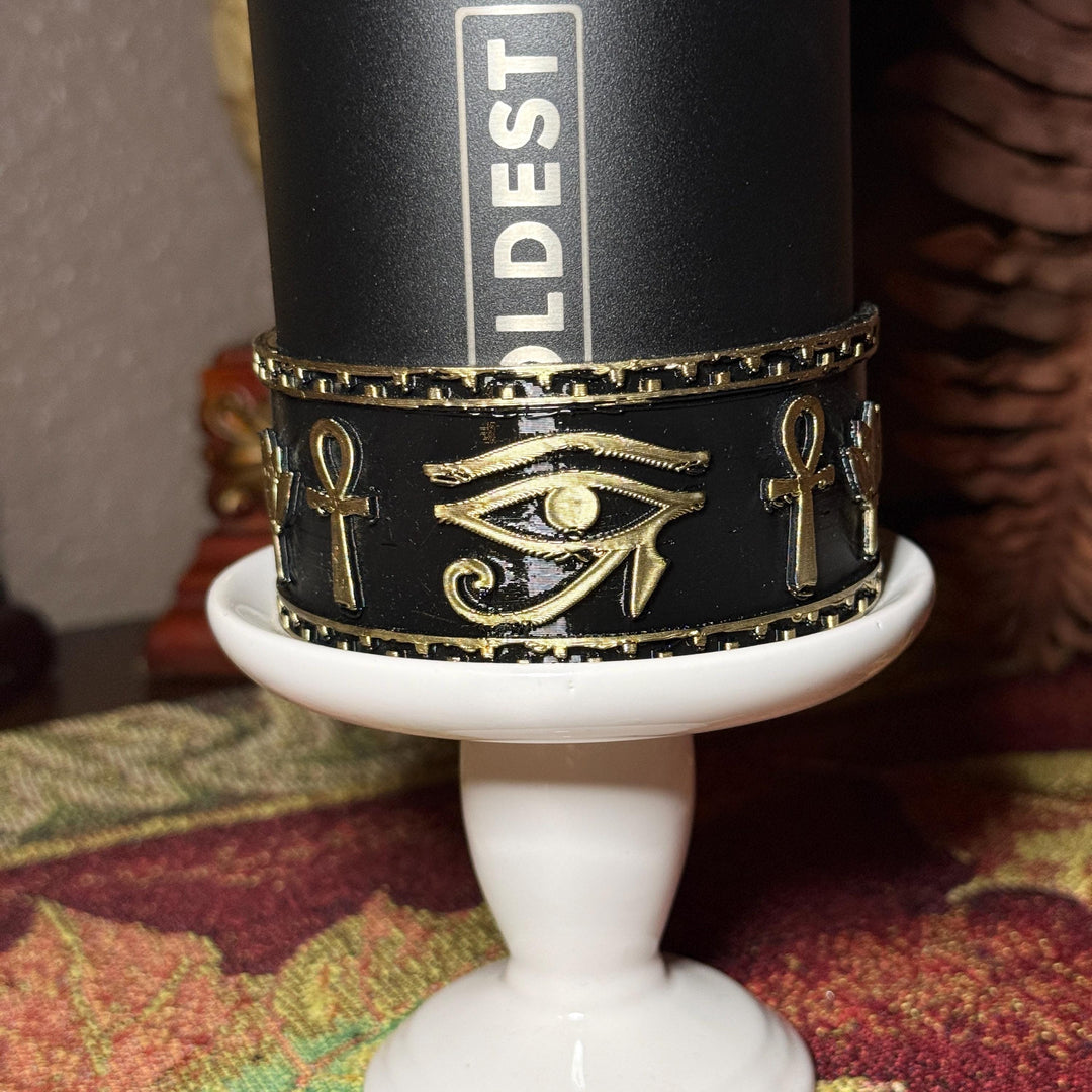 Egyptian Tumbler Boot or Lid Collar, Gold and Black Hieroglyphic Cup Accessories, Compatible with Coldest Water Tumblers