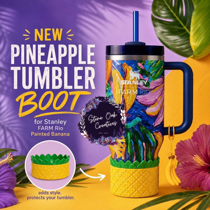 Tropical Pineapple Tumbler Boot, Unique Gift for Stanley and other tumblers, fits Farm Rio Painted Bananas