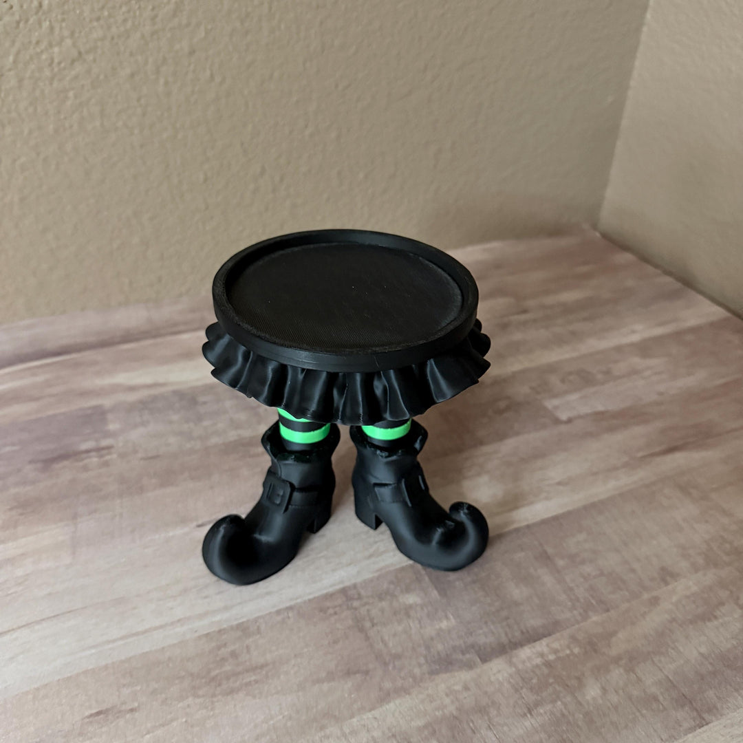 Witch Legs Candle Holder, Halloween 3 Wick Candle Stand, Spooky Witch Decor, Gothic Home Decor, Green and Black Candle Display