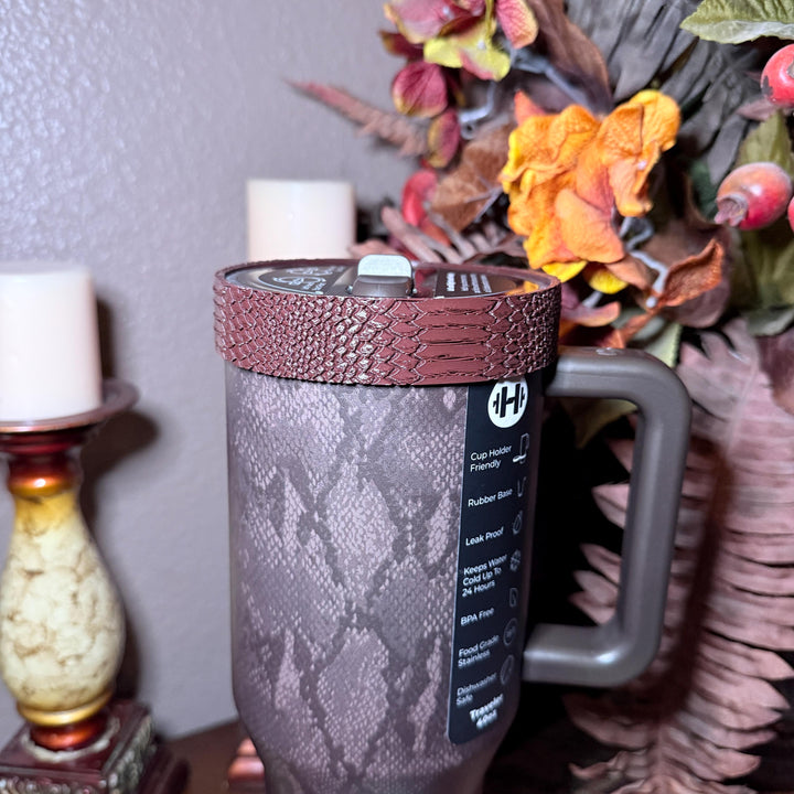 Brown Snakeskin Tumbler Boot and Halo for HydroJug Traveler 32 oz 40 oz, Reptile Print Cup Accessories