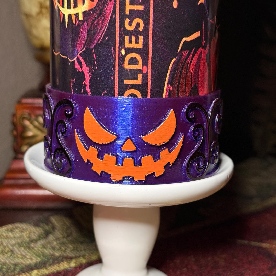 Halloween Pumpkin Patch Tumbler Boots, Purple orange black, Sleeve accessory, fits Coldest and Stanley Tumblers, Unique Gift