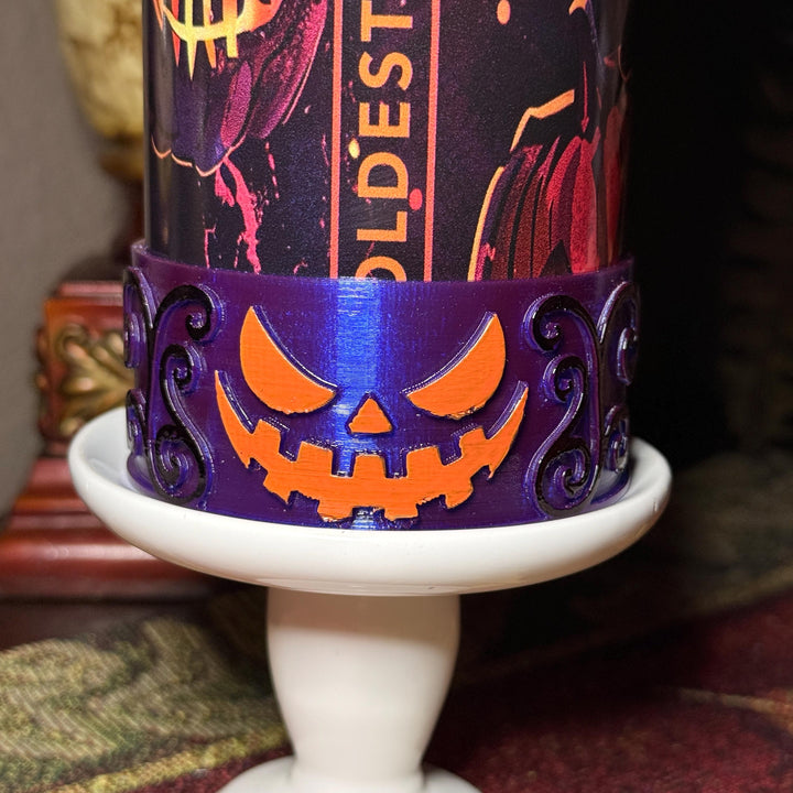 Halloween Pumpkin Patch Tumbler Boots, Purple orange black, Sleeve accessory, fits Coldest and Stanley Tumblers, Unique Gift