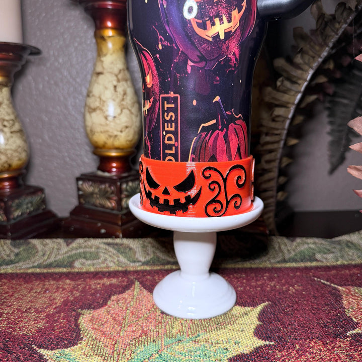Halloween Pumpkin Patch Tumbler Boots, Purple orange black, Sleeve accessory, fits Coldest and Stanley Tumblers, Unique Gift