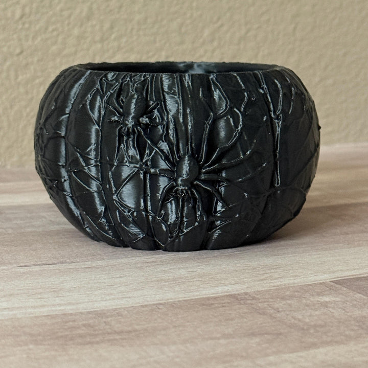 Spider Web Planter Bowl, Gothic Black Trinket Dish, 3D Printed Halloween Decor, Witchy Jewelry Holder, Spooky Succulent Pot