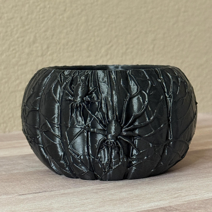 Spider Web Planter Bowl, Gothic Black Trinket Dish, 3D Printed Halloween Decor, Witchy Jewelry Holder, Spooky Succulent Pot