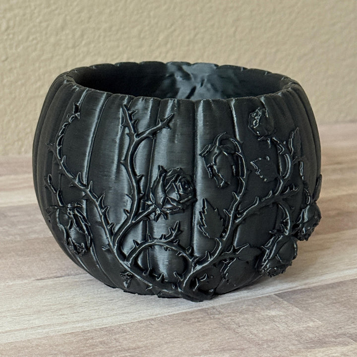 Black Roses and Vines Planter, Gothic Trinket Bowl, 3D Printed Keepsake Holder, Dark Floral Decor, Witchy Vanity Organizer