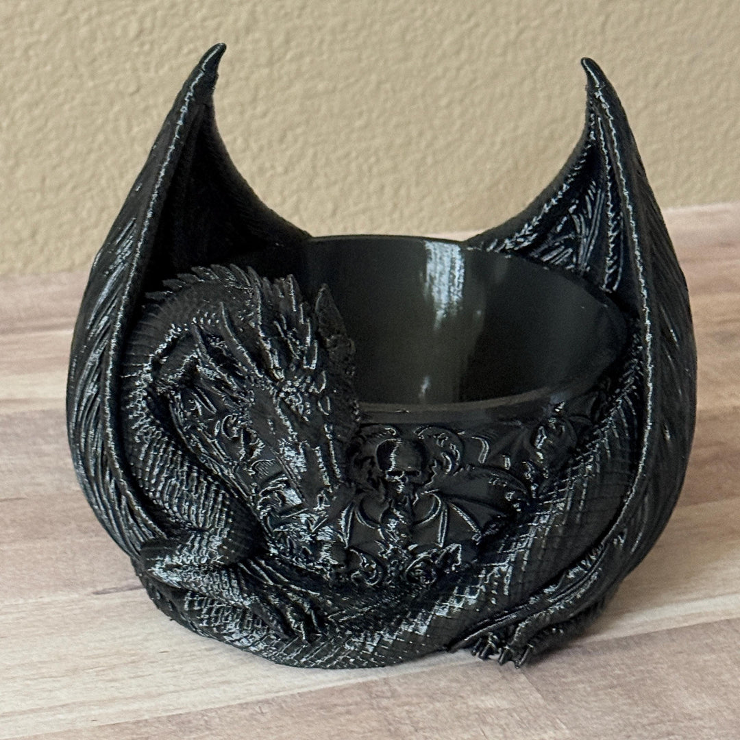 Dragon Bowl Planter, Gothic Dragon Planter, Fantasy Home Decor, Black Dragon Bowl, 3D Printed Planter, Medieval Gothic Decor, Dragon Gift