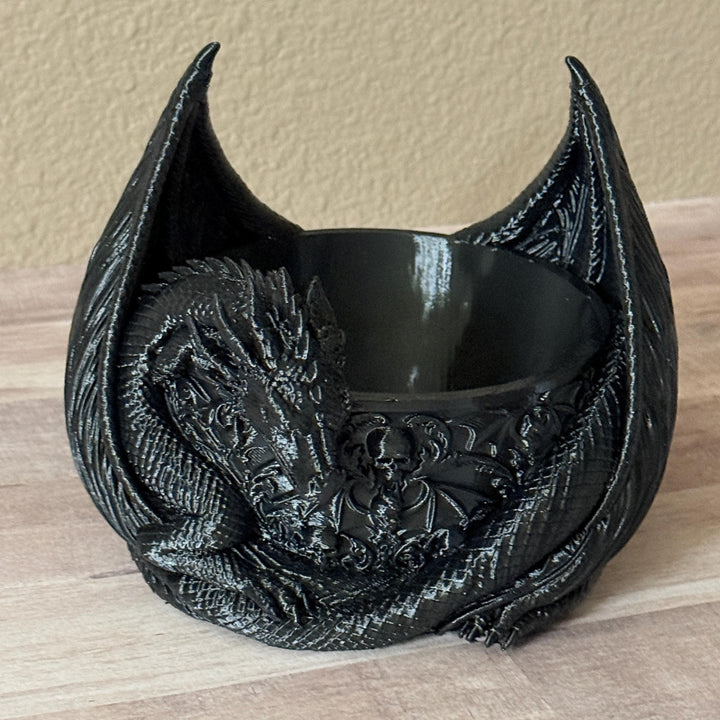 Dragon Bowl Planter, Gothic Dragon Planter, Fantasy Home Decor, Black Dragon Bowl, 3D Printed Planter, Medieval Gothic Decor, Dragon Gift