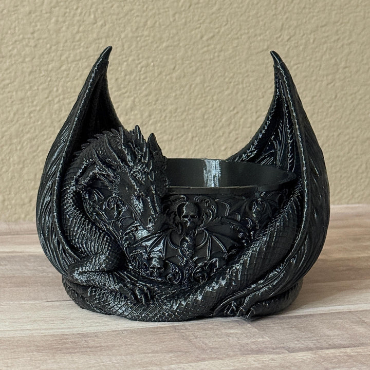 Dragon Bowl Planter, Gothic Dragon Planter, Fantasy Home Decor, Black Dragon Bowl, 3D Printed Planter, Medieval Gothic Decor, Dragon Gift