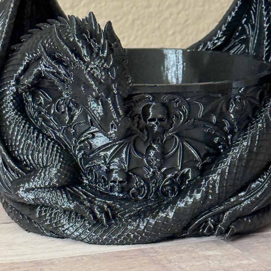 Dragon Bowl Planter, Gothic Dragon Planter, Fantasy Home Decor, Black Dragon Bowl, 3D Printed Planter, Medieval Gothic Decor, Dragon Gift