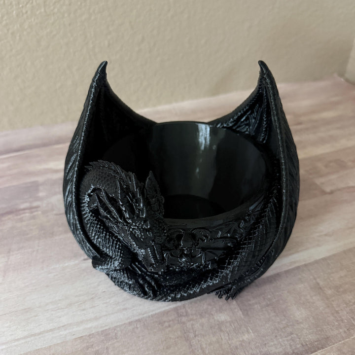 Dragon Bowl Planter, Gothic Dragon Planter, Fantasy Home Decor, Black Dragon Bowl, 3D Printed Planter, Medieval Gothic Decor, Dragon Gift