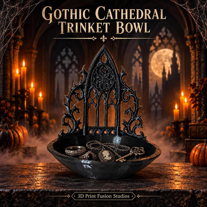 Gothic Cathedral Trinket Bowl, Jewelry Dish, Dark Academia Decor, Gothic Organizer, 3D Printed Home Decor, Witchy Gift