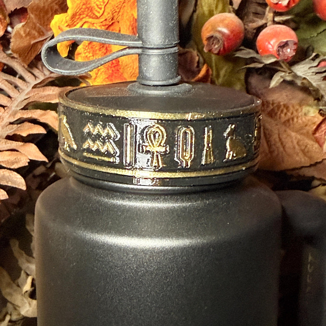 Egyptian Tumbler Boot or Lid Collar, Gold and Black Hieroglyphic Cup Accessories, Compatible with Coldest Water Tumblers