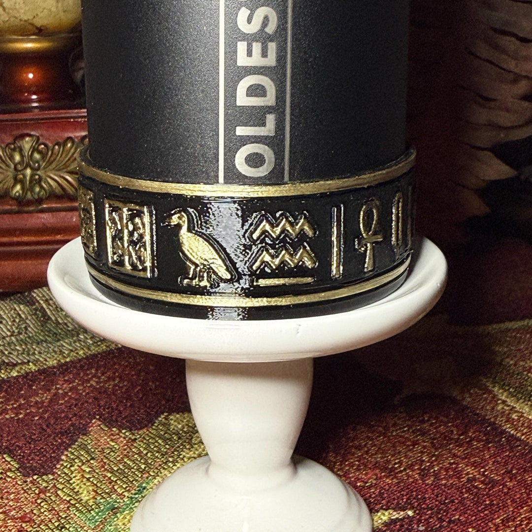 Egyptian Tumbler Boot or Lid Collar, Gold and Black Hieroglyphic Cup Accessories, Compatible with Coldest Water Tumblers
