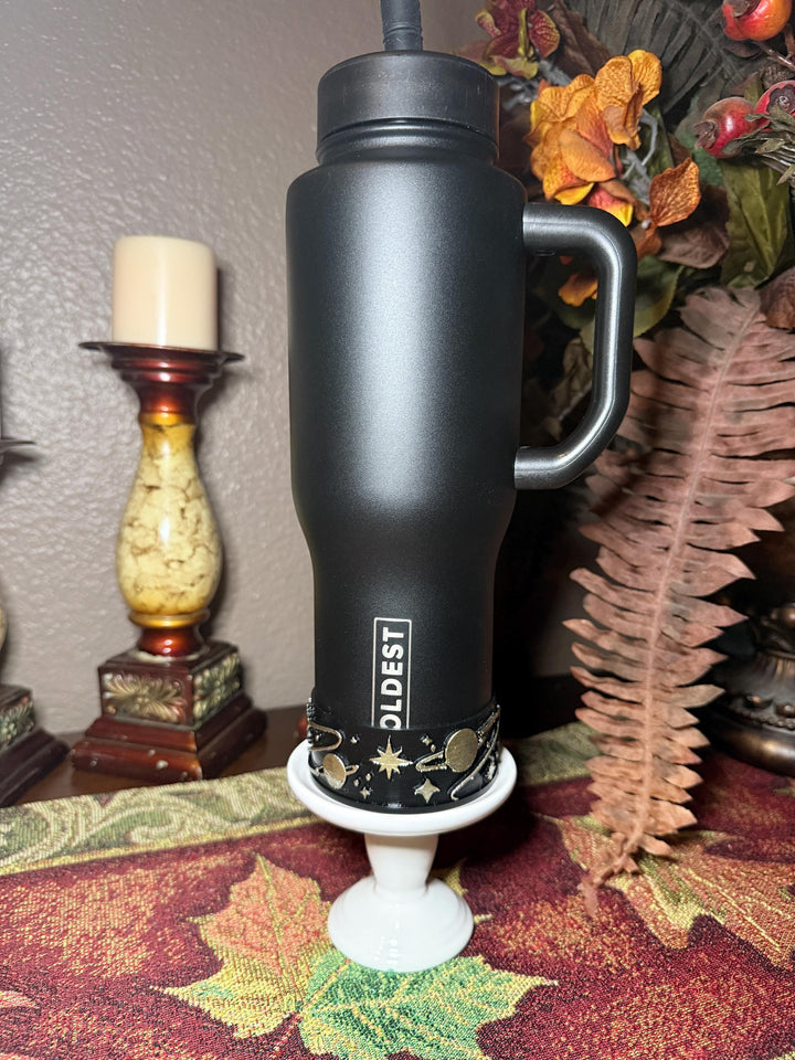 Celestial Sun Moon Plantes Tumbler Boot, black with gold accents, Coldest Big Bang, Fit's Stanley and Coldest Tumblers, Protective Sleeve