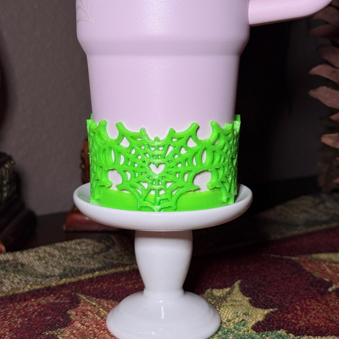 Pink Sugar Heart Spiderweb Tumbler lid topper, boot or straw topper, Halloween Tumbler Sleeve, Target Stanley, Unique Gift