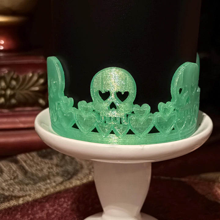 Sweetheart Skulls Stanley Accessories, Glow , Neon, Black, Silver Skull Tumbler Boot, Lid Collar & Topper, Target Gothic Valentine Cup Decor