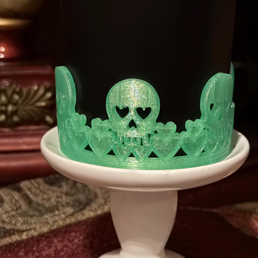 Sweetheart Skulls Stanley Accessories, Glow , Neon, Black, Silver Skull Tumbler Boot, Lid Collar & Topper, Target Gothic Valentine Cup Decor