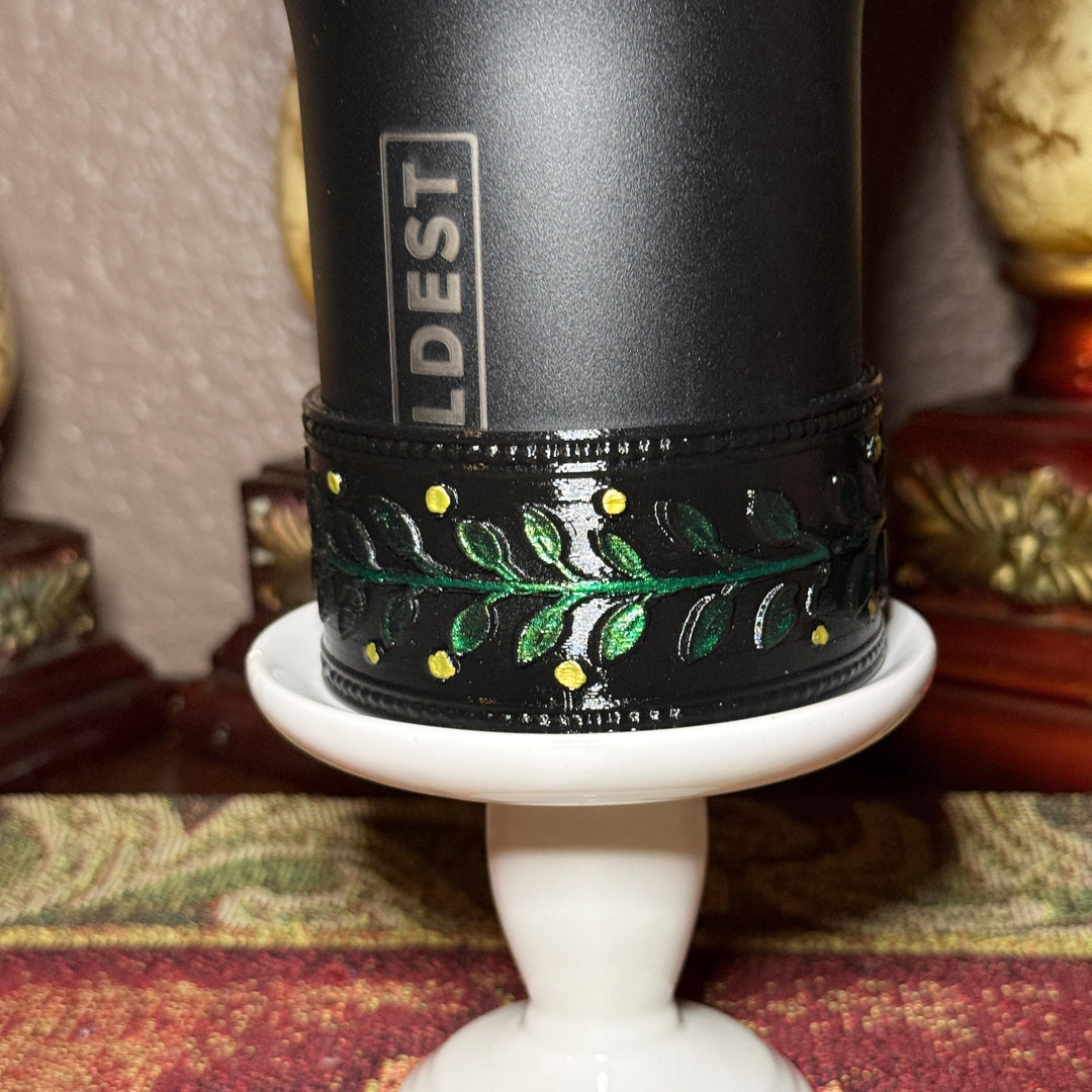 Glowie Baby Fireflies Tumbler Boot or Lid Collar, Coldest Cup Accessory, Leafy Vine or Firefly Design, Hand Painted 3D Printed Gift
