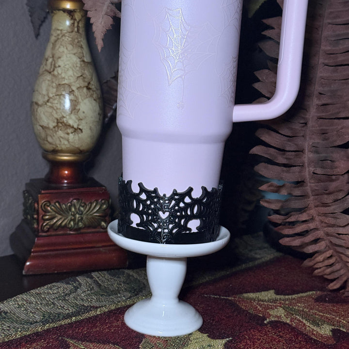 Black Pink Sugar Heart Spider Web Tumbler boot or straw topper, Halloween Tumbler Sleeve, Target Stanley, Unique Gift