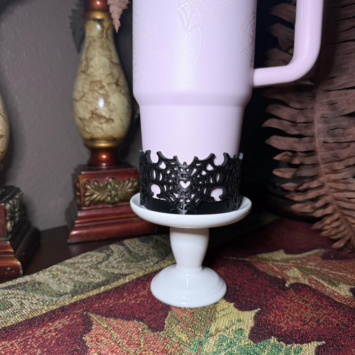 Black Pink Sugar Heart Spider Web Tumbler boot or straw topper, Halloween Tumbler Sleeve, Target Stanley, Unique Gift