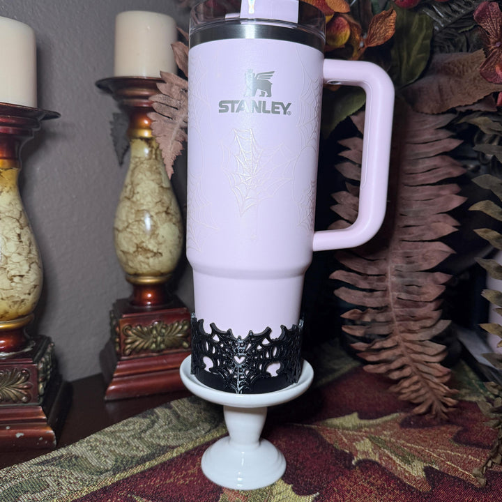 Black Pink Sugar Heart Spider Web Tumbler boot or straw topper, Halloween Tumbler Sleeve, Target Stanley, Unique Gift