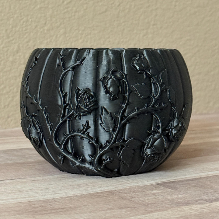 Black Roses and Vines Planter, Gothic Trinket Bowl, 3D Printed Keepsake Holder, Dark Floral Decor, Witchy Vanity Organizer