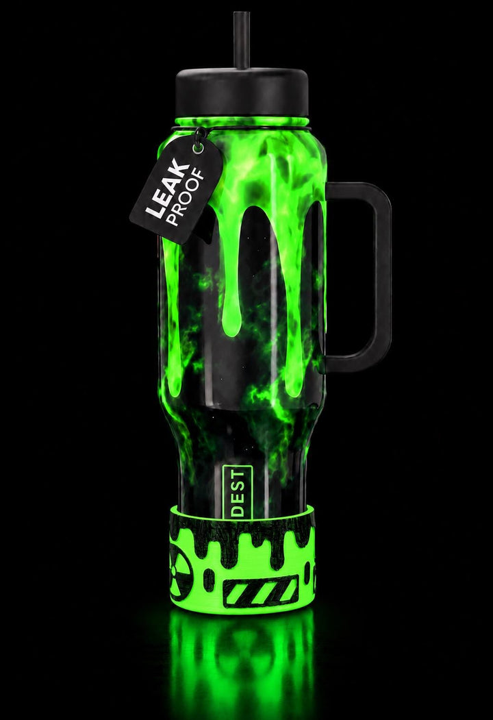 Radioactive Fallout Tumbler Boot, Cup Accessory, Neon Green or Glow in the Dark Green Sleeve, for Coldest and Stanley tumblers