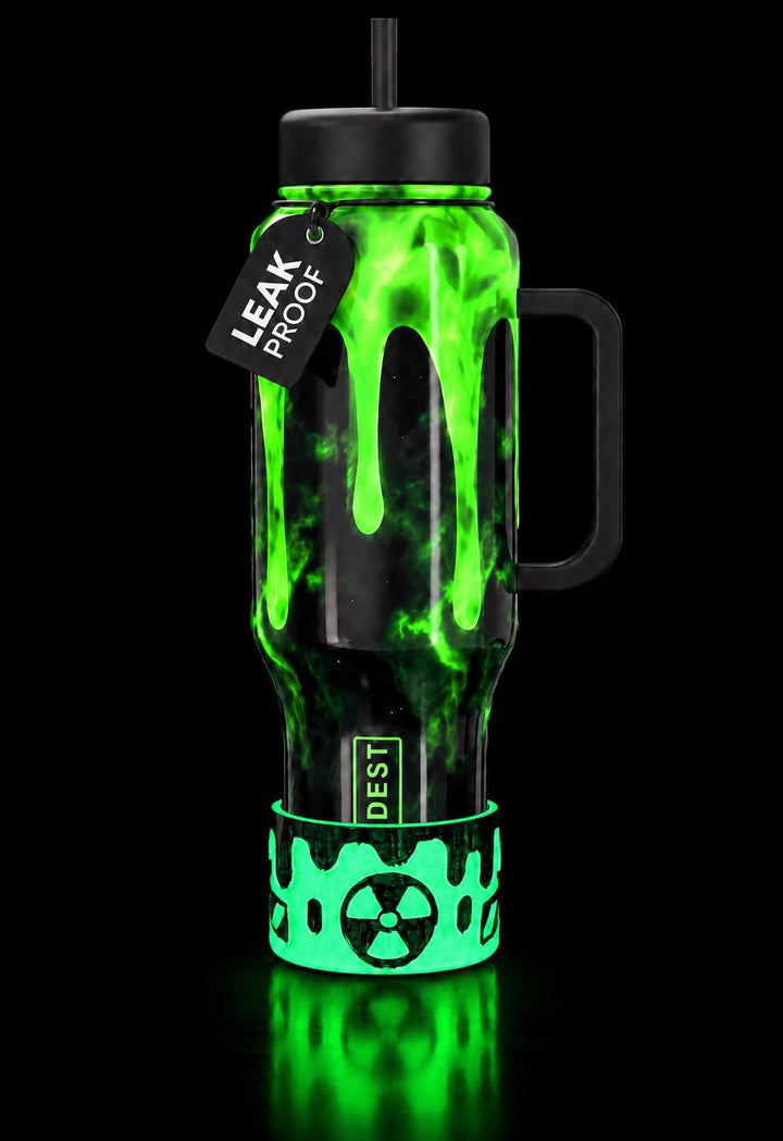 Radioactive Fallout Tumbler Boot, Cup Accessory, Neon Green or Glow in the Dark Green Sleeve, for Coldest and Stanley tumblers