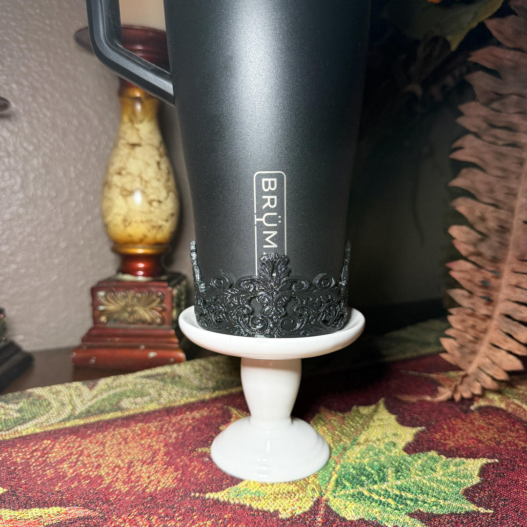 Black Ornate Scroll Lace Tumbler Boot or Halo Accessories, Victorian Damask Gothic, fits BruMate Era Violet Veil, Elegant Cup Gift