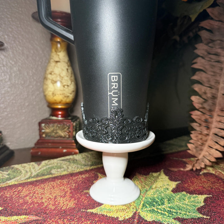 Black Ornate Scroll Lace Tumbler Boot or Halo Accessories, Victorian Damask Gothic, fits BruMate Era Violet Veil, Elegant Cup Gift