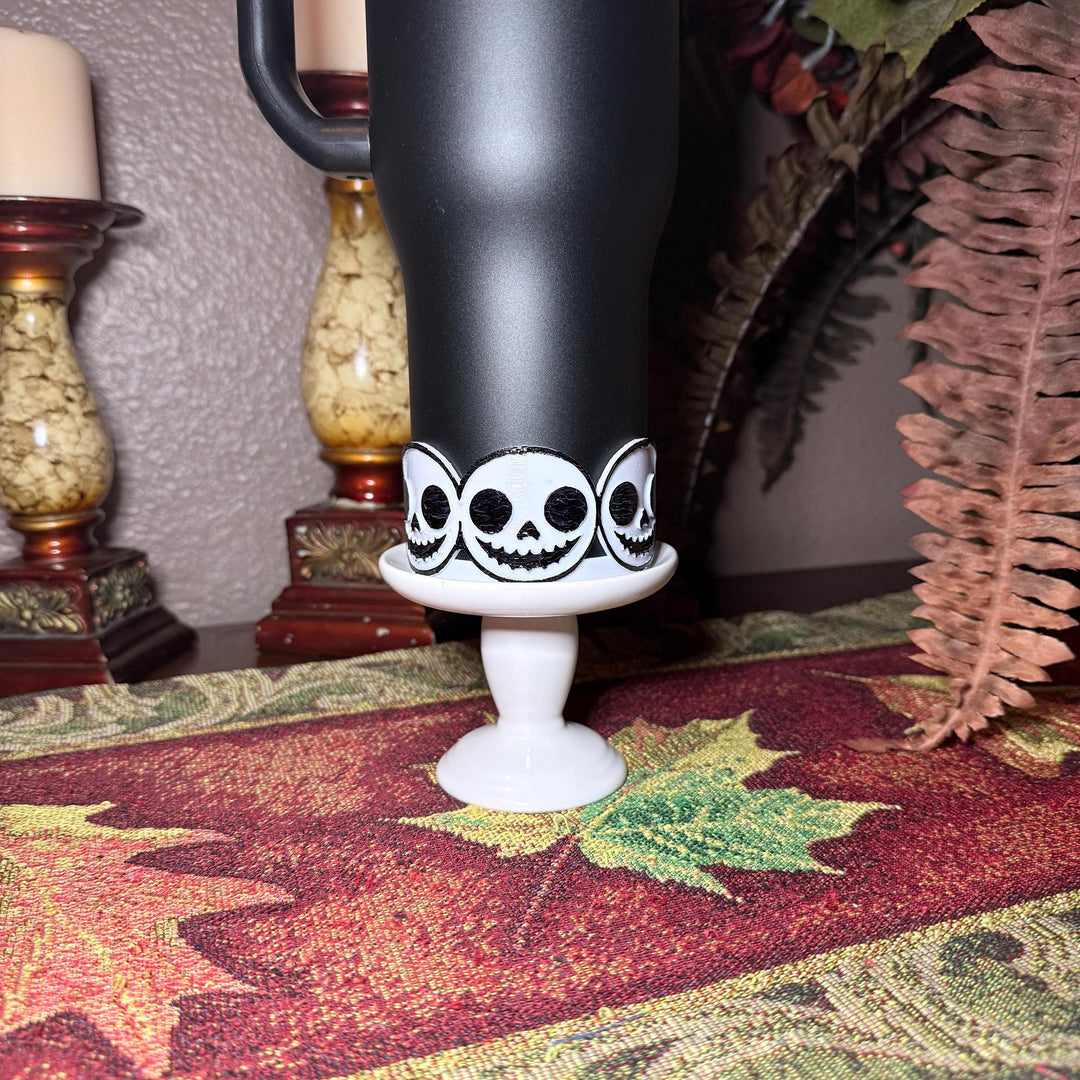 Skeleton Head Halloween Tumbler Boot, White Black Tumbler Sleeve, for Coldest and Stanley Tumblers, Unique Gift