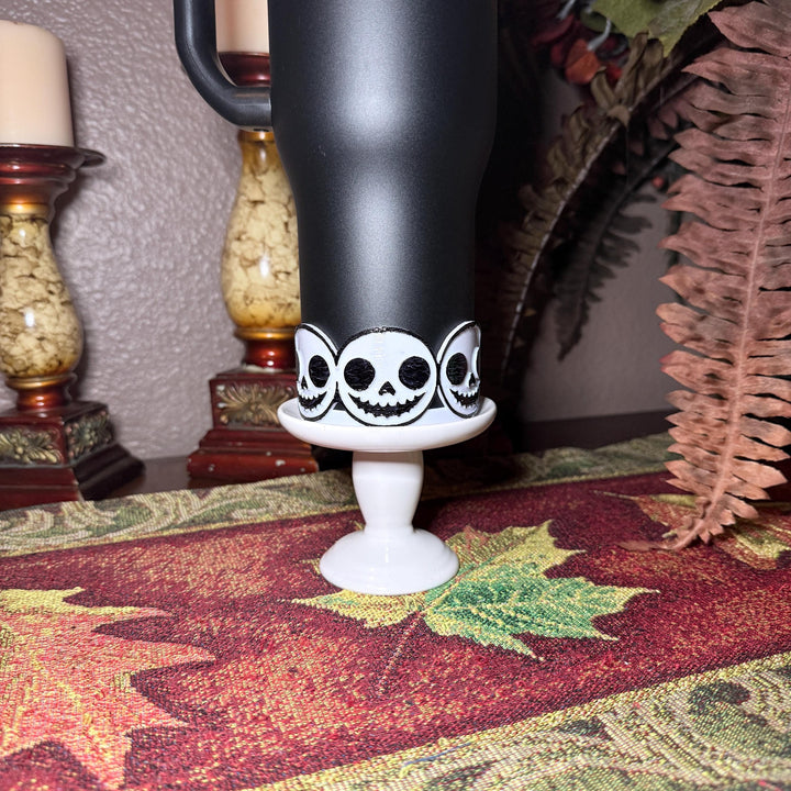 Skeleton Head Halloween Tumbler Boot, White Black Tumbler Sleeve, for Coldest and Stanley Tumblers, Unique Gift