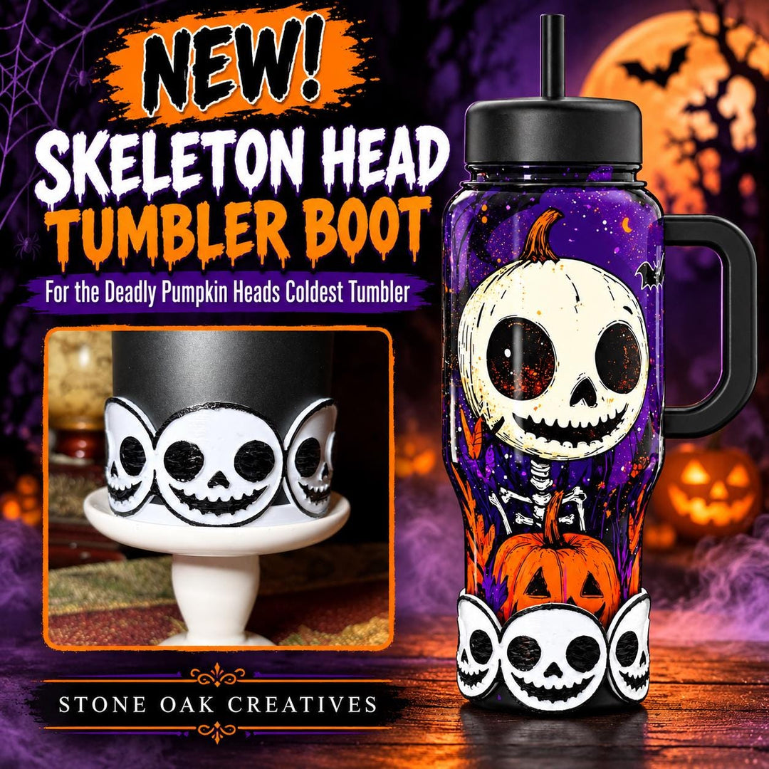 Skeleton Head Halloween Tumbler Boot, White Black Tumbler Sleeve, for Coldest and Stanley Tumblers, Unique Gift