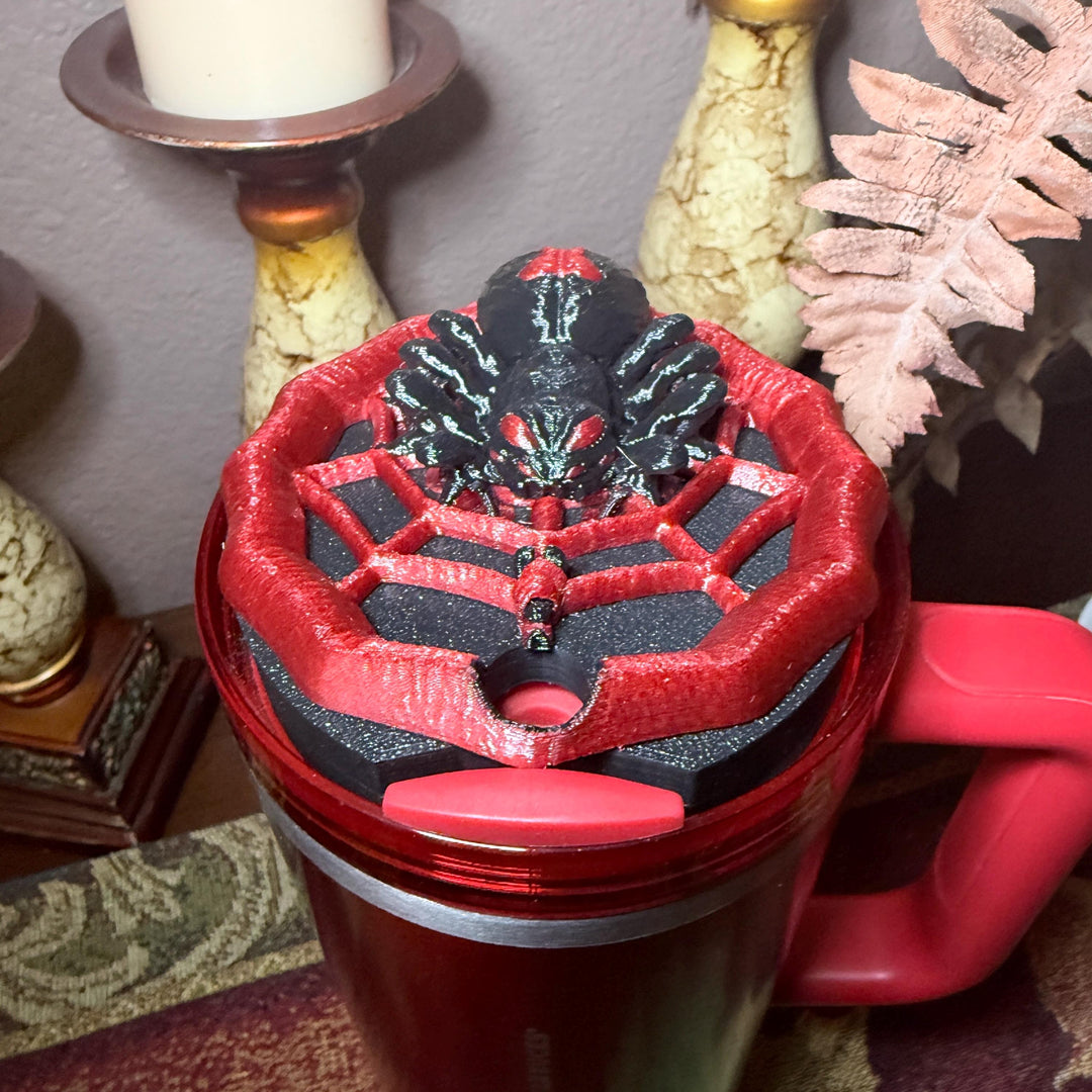 Bordeaux Lace Spiderweb Boot and Spider Lid Topper Tumbler Accessories for Stanley 20, 30 or 40 oz Boot, Spooky Halloween Gift