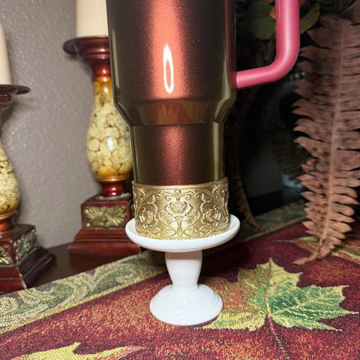 Gold or Silver Flower Scroll Embossed Rose Tumbler Boot, Tumbler Boot Sleeve, Princess, Fit's Stanley or Coldest Tumblers, Protective Sleeve