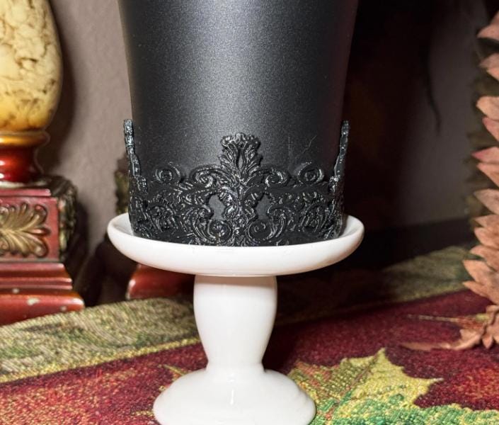 Black Ornate Scroll Lace Tumbler Boot or Halo Accessories, Victorian Damask Gothic, fits BruMate Era ACOTAR, Elegant Cup Gift