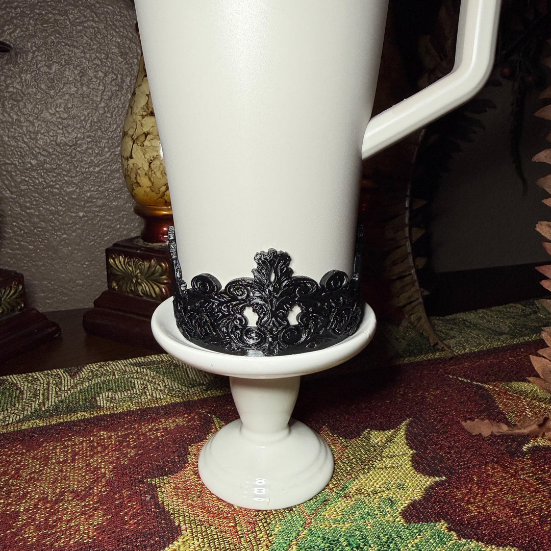 Black Ornate Scroll Lace Tumbler Boot or Halo Accessories, Victorian Damask Gothic, fits BruMate Era ACOTAR, Elegant Cup Gift