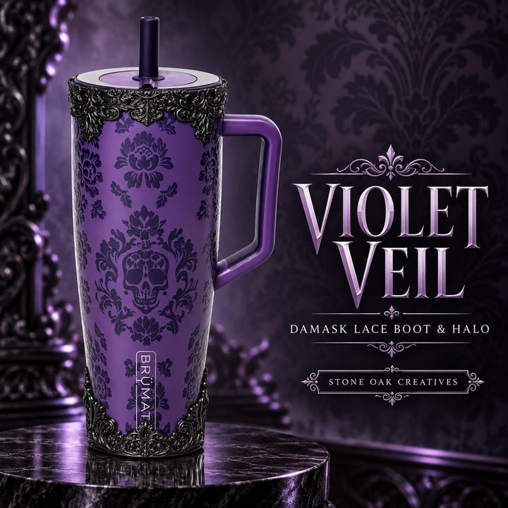 Black Ornate Scroll Lace Tumbler Boot or Halo Accessories, Victorian Damask Gothic, fits BruMate Era Violet Veil, Elegant Cup Gift