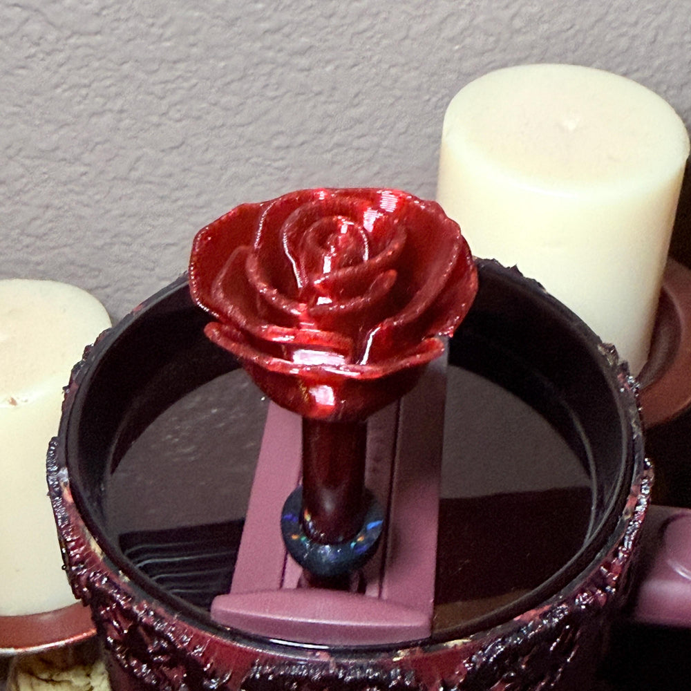 Blood Red Rose for Bordeaux Lace Tumbler, Victorian Gothic Stanley 20, 30 or 40 oz Rose Lids topper and Straw Topper