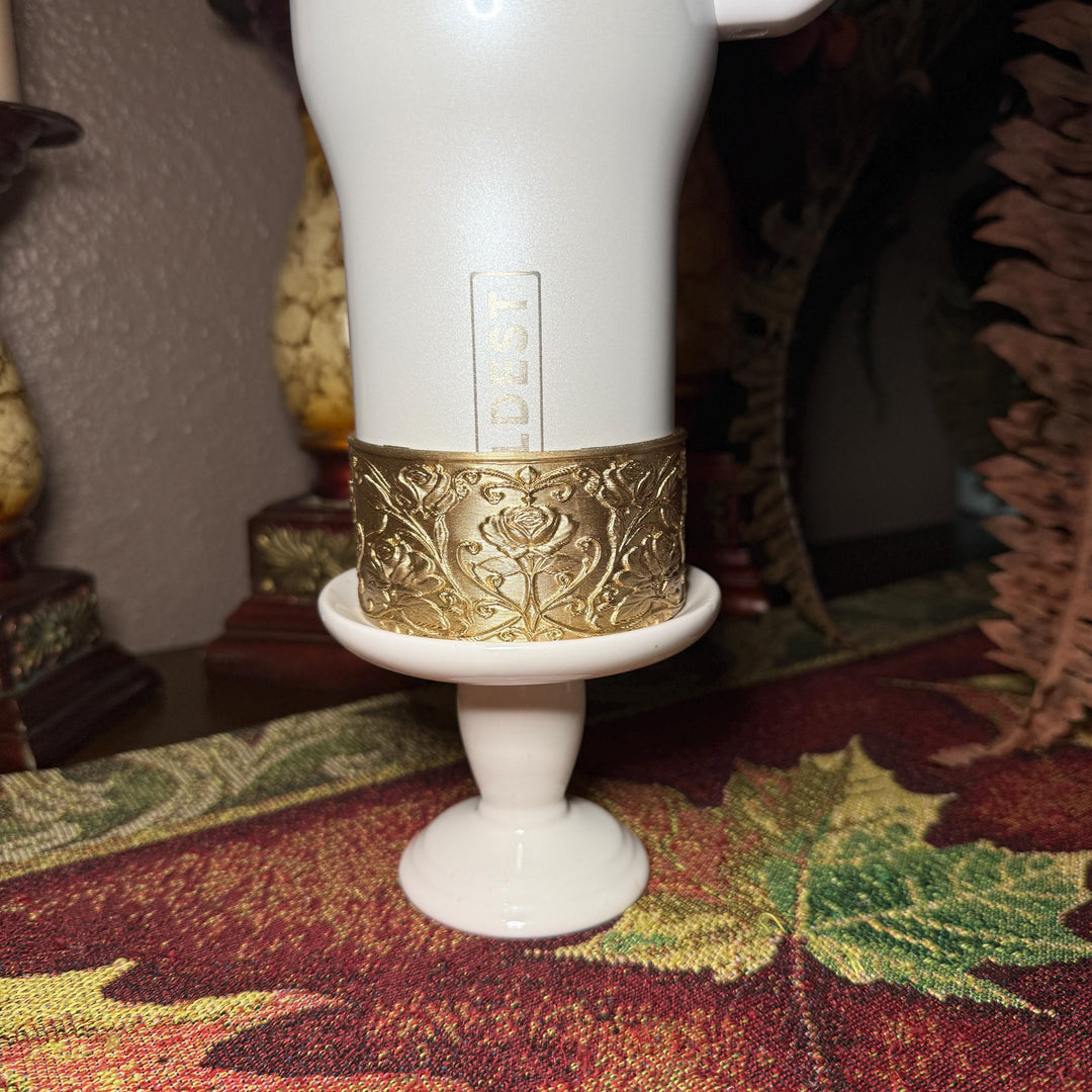 Gold or Silver Flower Scroll Embossed Rose Tumbler Boot, Tumbler Boot Sleeve, Princess, Fit's Stanley or Coldest Tumblers, Protective Sleeve