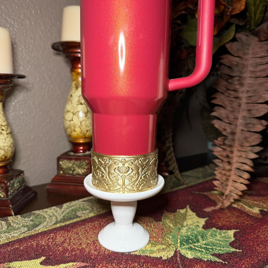 Gold or Silver Flower Scroll Embossed Rose Tumbler Boot, Tumbler Boot Sleeve, Princess, Fit's Stanley or Coldest Tumblers, Protective Sleeve
