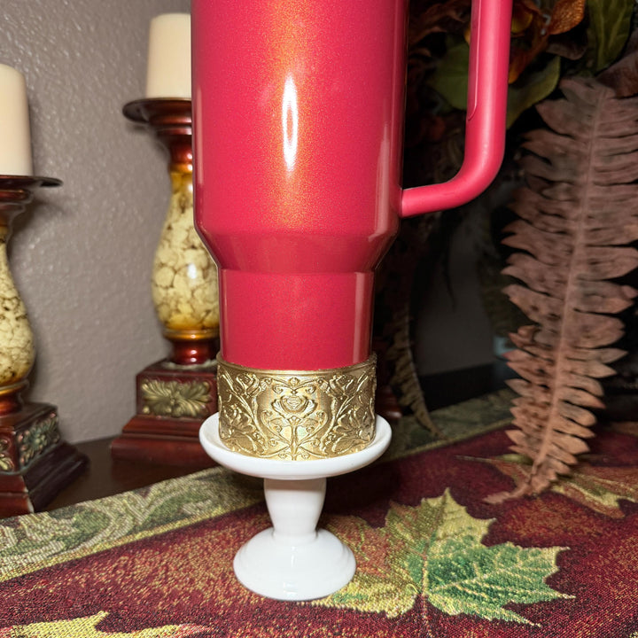 Gold or Silver Flower Scroll Embossed Rose Tumbler Boot, Tumbler Boot Sleeve, Princess, Fit's Stanley or Coldest Tumblers, Protective Sleeve