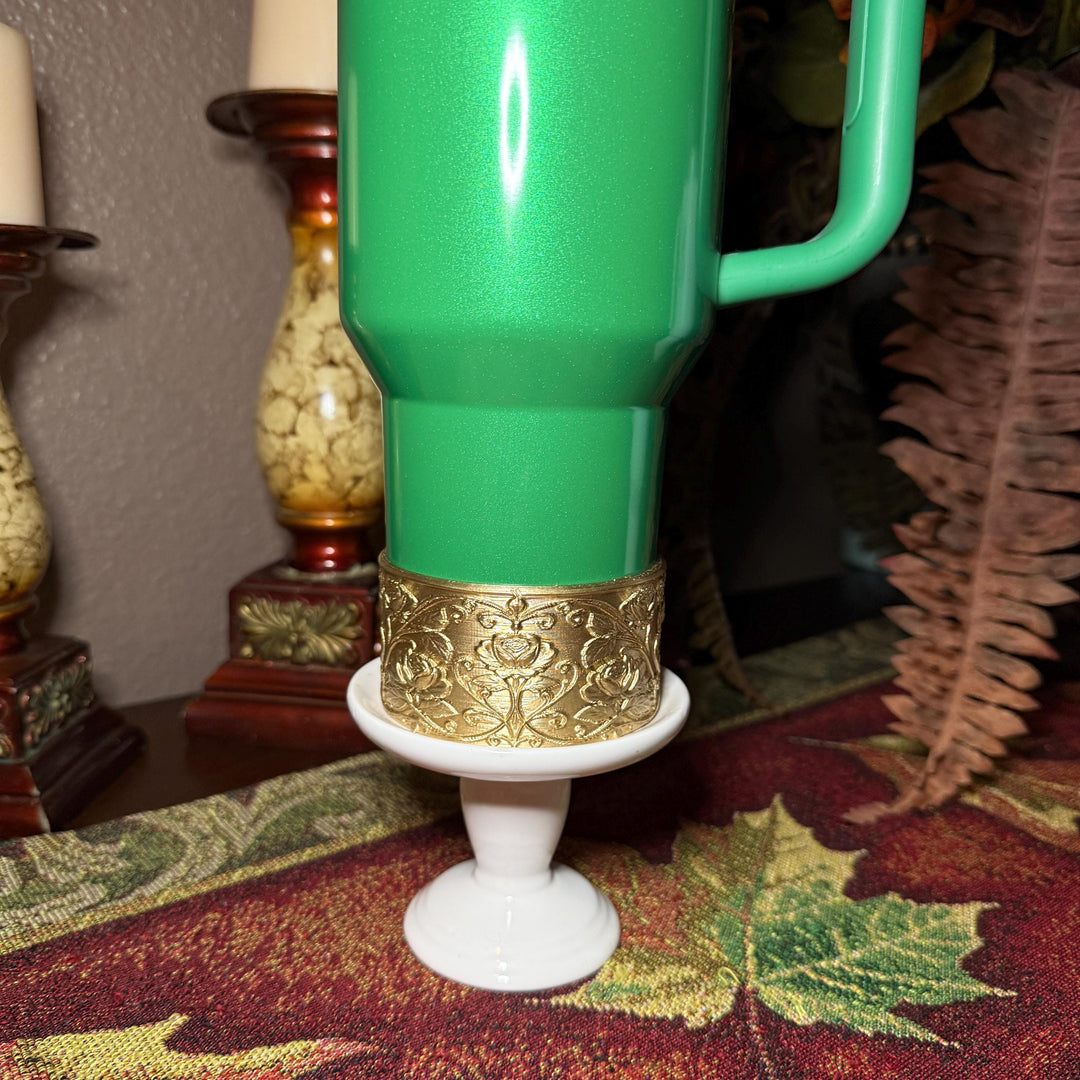 Gold or Silver Flower Scroll Embossed Rose Tumbler Boot, Tumbler Boot Sleeve, Princess, Fit's Stanley or Coldest Tumblers, Protective Sleeve