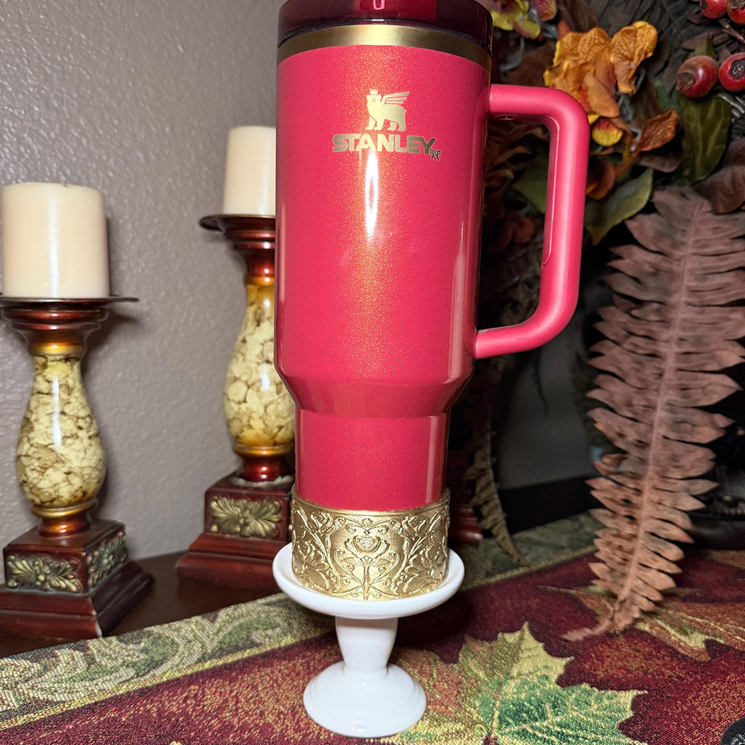 Gold or Silver Flower Scroll Embossed Rose Tumbler Boot, Tumbler Boot Sleeve, Princess, Fit's Stanley or Coldest Tumblers, Protective Sleeve