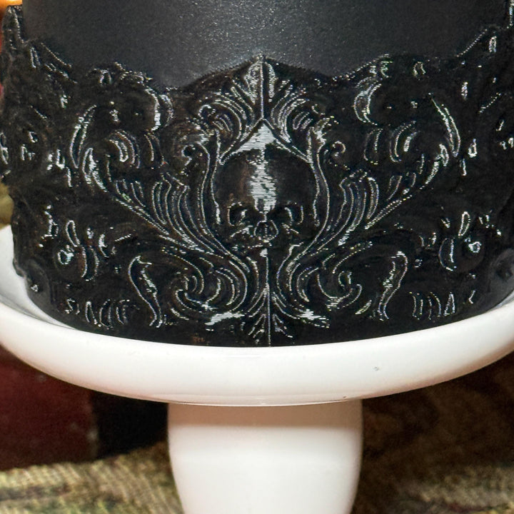Detailed Lace Skull Boot for the Coldest Starry or Glowie Sugar Skulls, Stanley Deadly Damask Skulls, Halloween