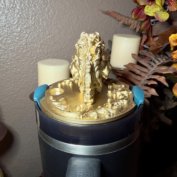 NEW Gold Lion Face Tumbler Lid Topper or Boot, fits your 20/30 oz 40 oz Black Honey Stanley Tumblers, Lion of Judah, Unique Gift